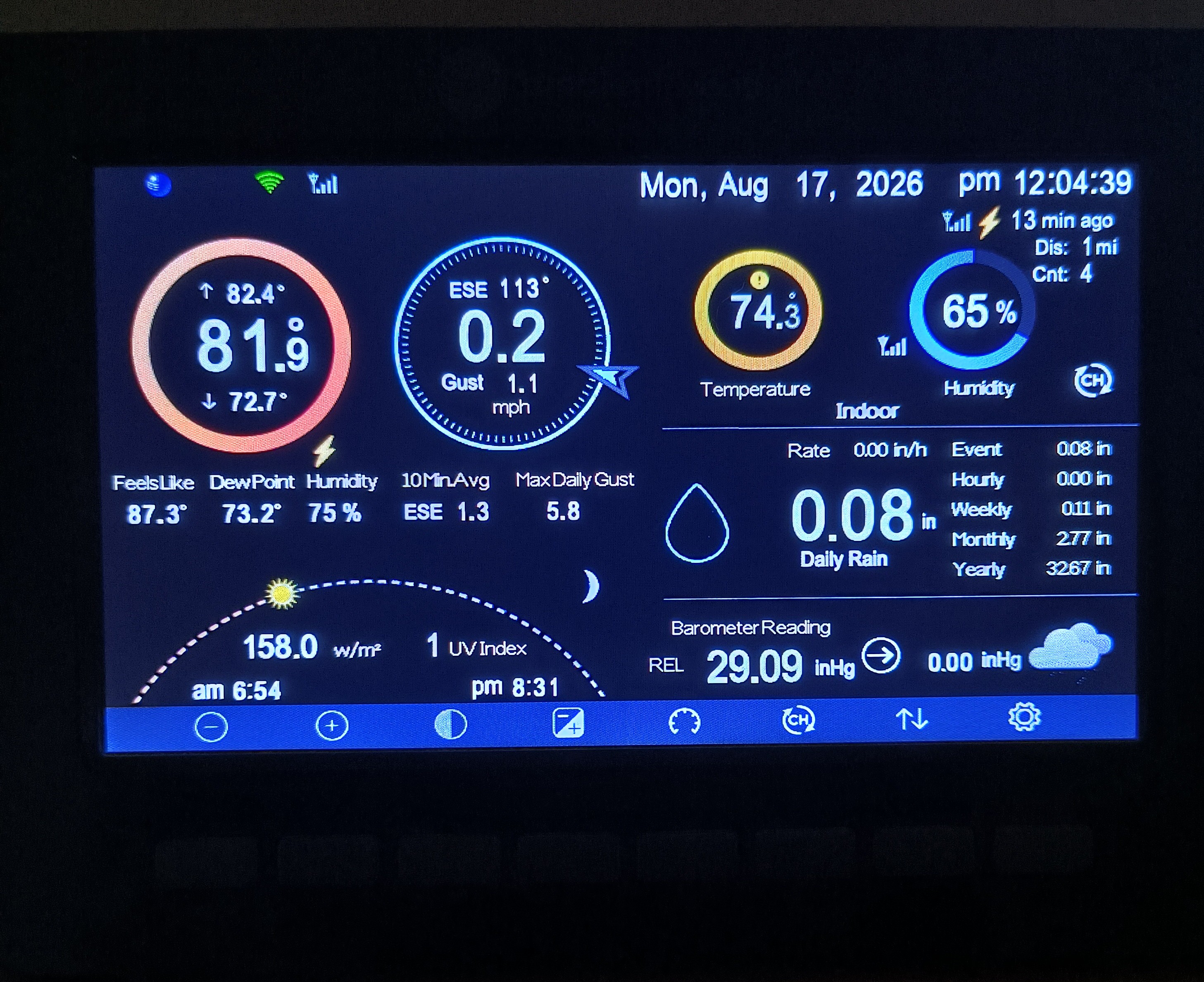 The indoor console display for the WS-2000 weather station